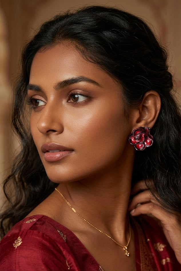 Clay Elegant Rose Stud Earrings