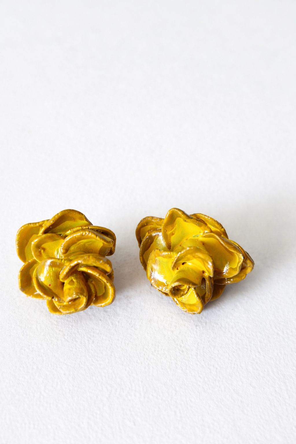 Clay Golden Bloom Rose Stud Earrings
