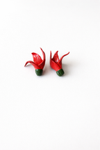 Clay Red Bud Stud Earrings