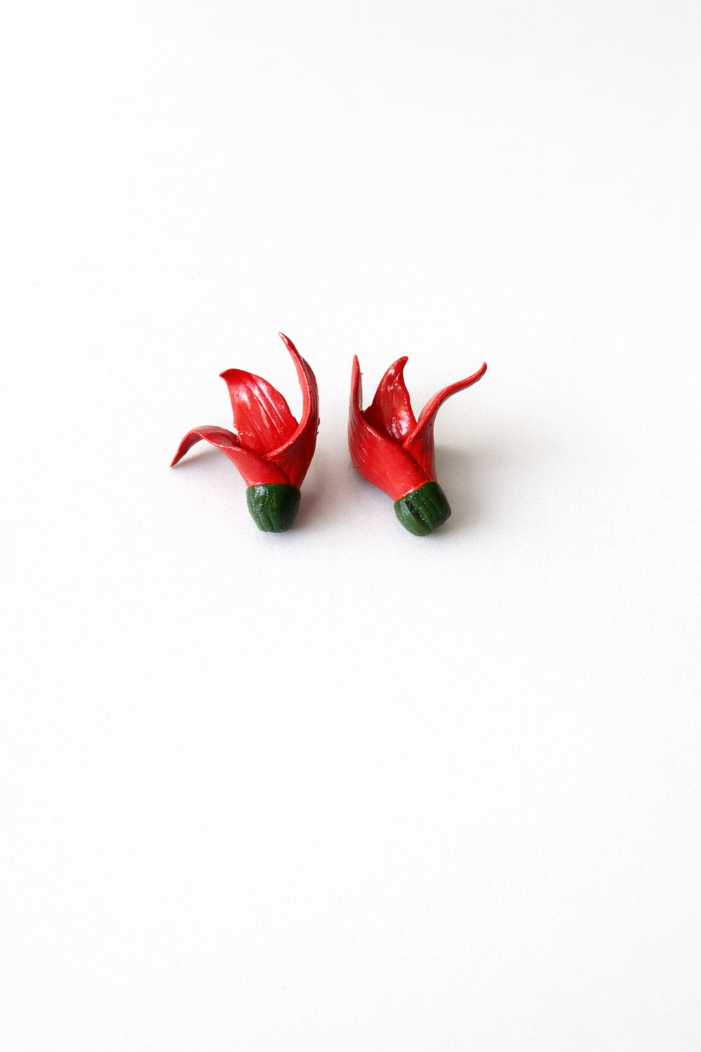 Clay Red Bud Stud Earrings