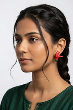 Clay Red Bud Stud Earrings