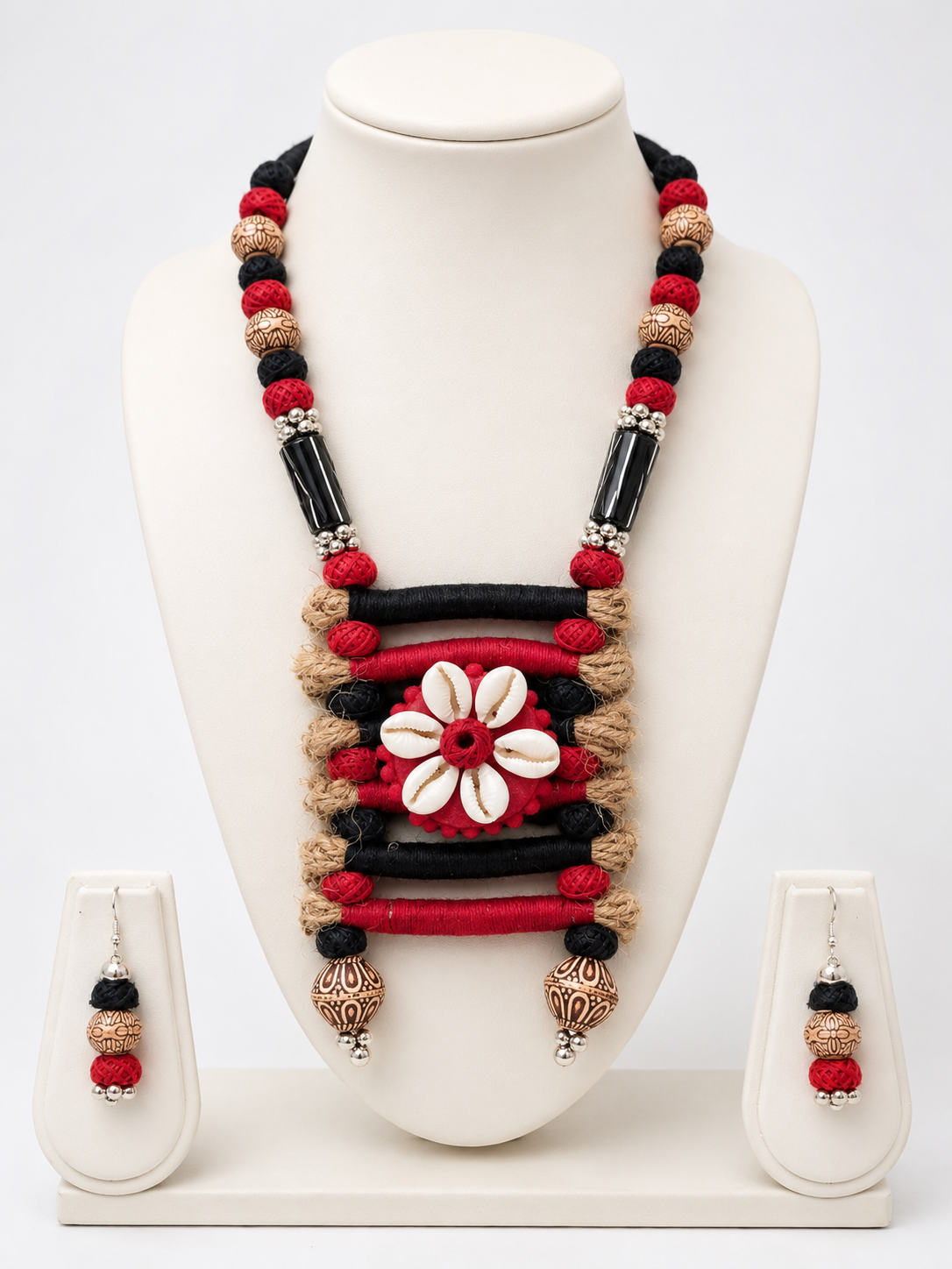 Tribal Jute & Shell Necklace Set