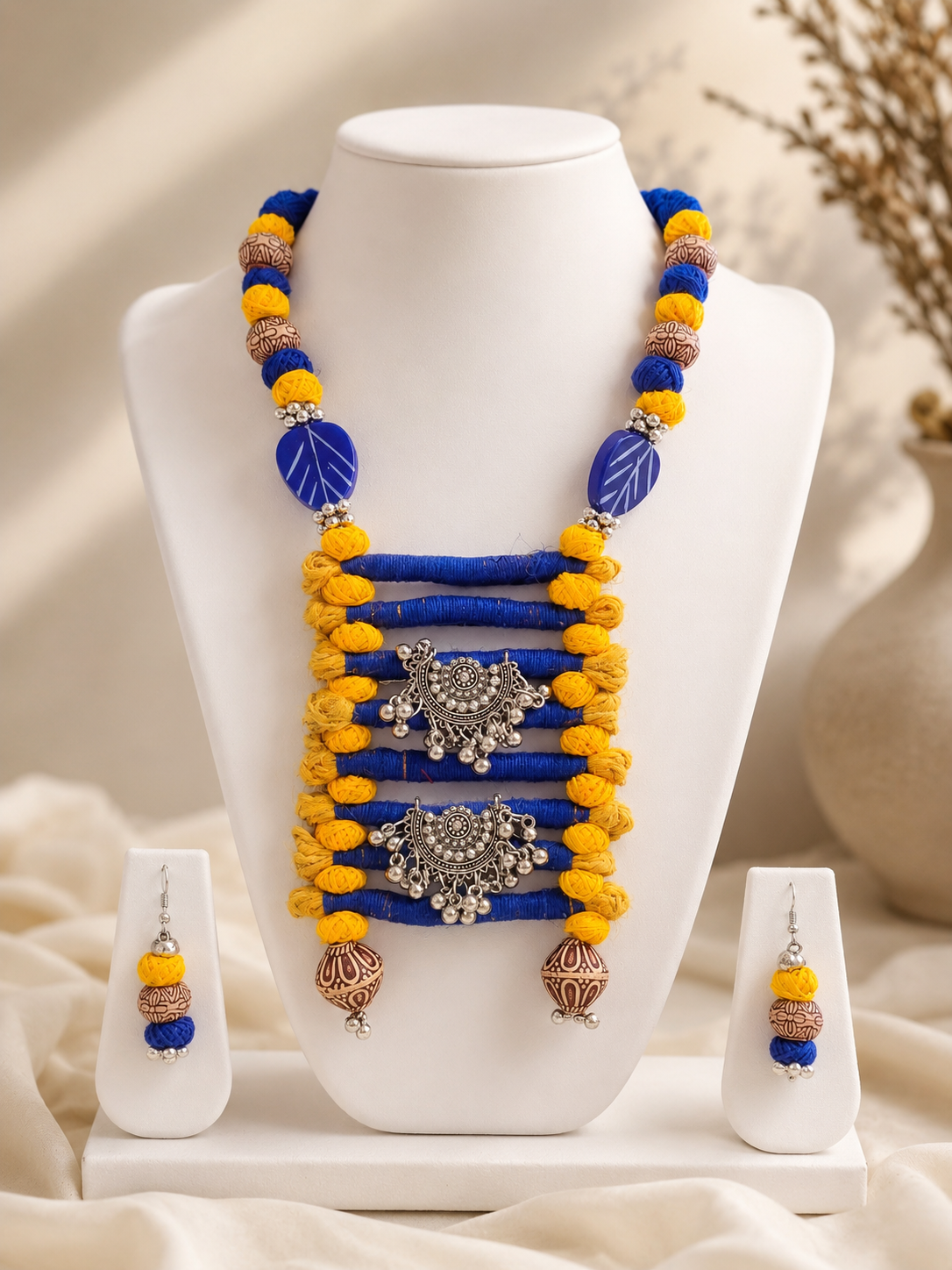 Jute Oxidised Boho Necklace Set
