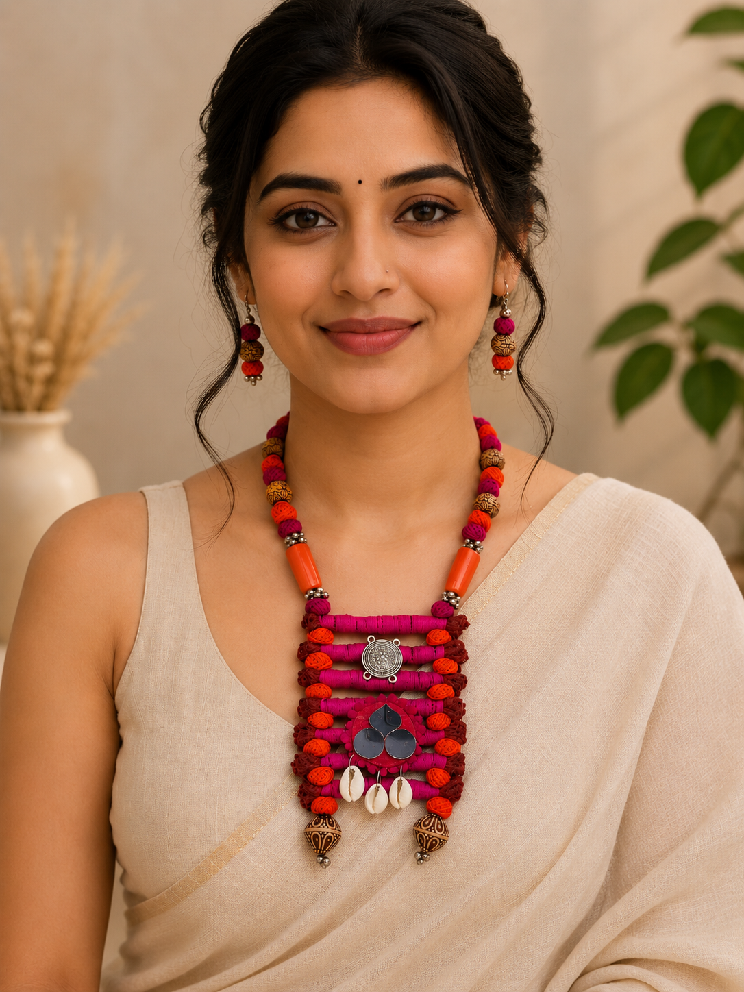 Jute Oxidised Boho Necklace Set