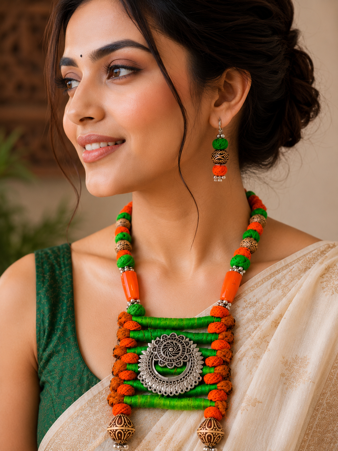 Jute Oxidised Boho Necklace Set