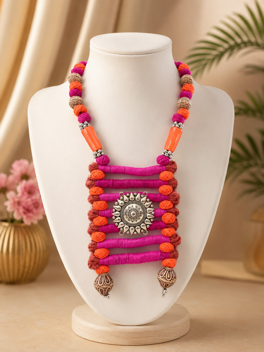 Jute Oxidised Boho Necklace Set