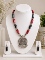 Shvetika Silver Pendant Necklace & Earrings Set