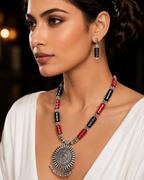 Shvetika Silver Pendant Necklace & Earrings Set