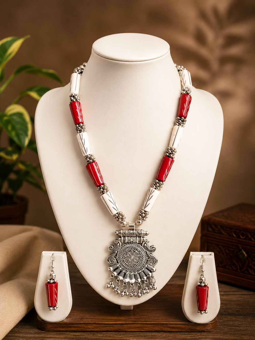 Shvetika Silver Pendant Necklace & Earrings Set