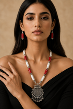 Shvetika Silver Pendant Necklace & Earrings Set