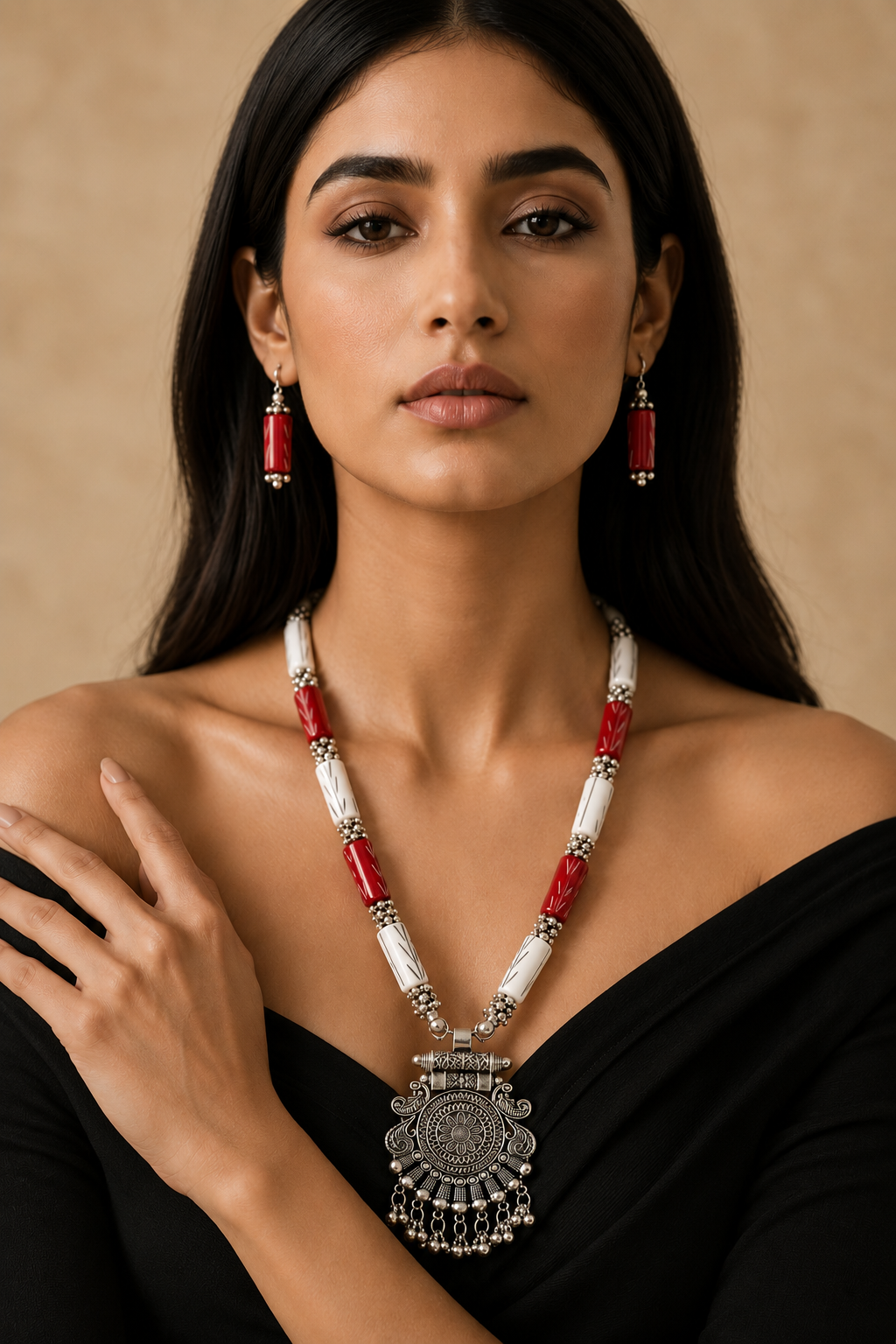 Shvetika Silver Pendant Necklace & Earrings Set