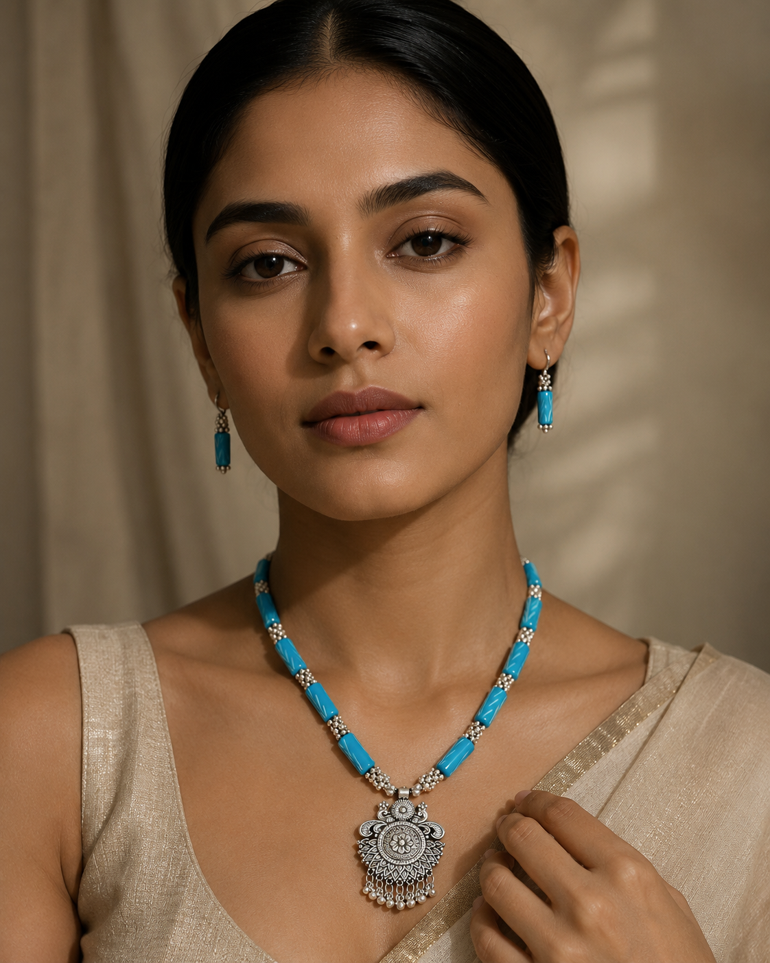 Chandrika Pendant Necklace & Earrings Set