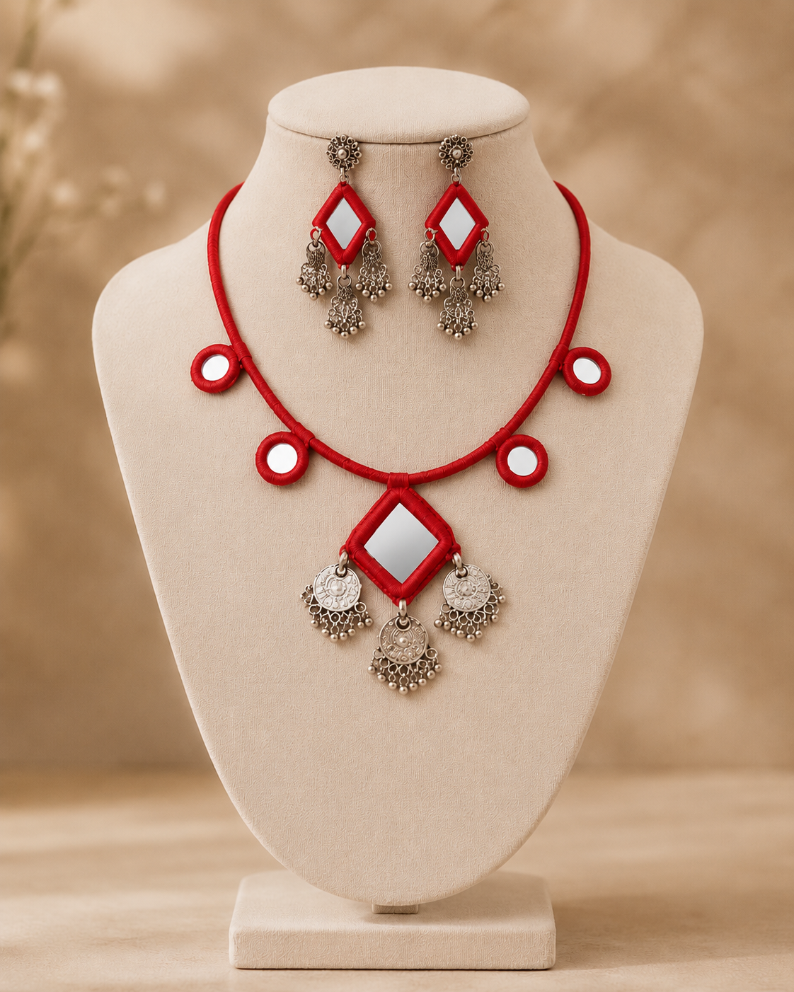 Sindoori Mirror Coin Necklace Set