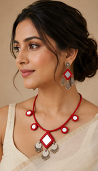 Sindoori Mirror Coin Necklace Set