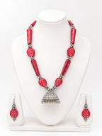Leaf Bead Jhumka Necklace Set