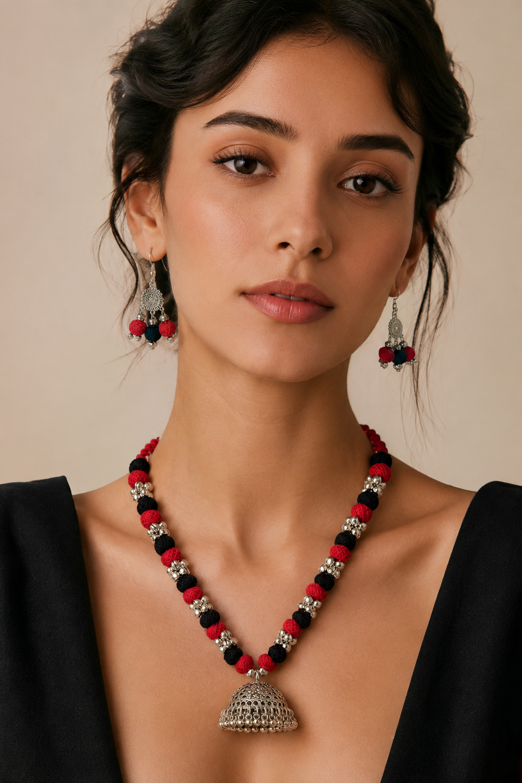 Rudrani Jhumka Charm Necklace & Earrings Set