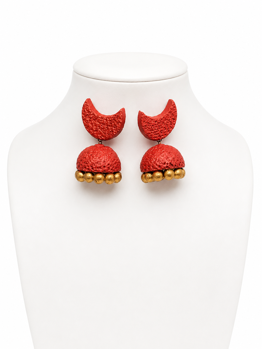 Ruby Crescent Jhumka Earrings