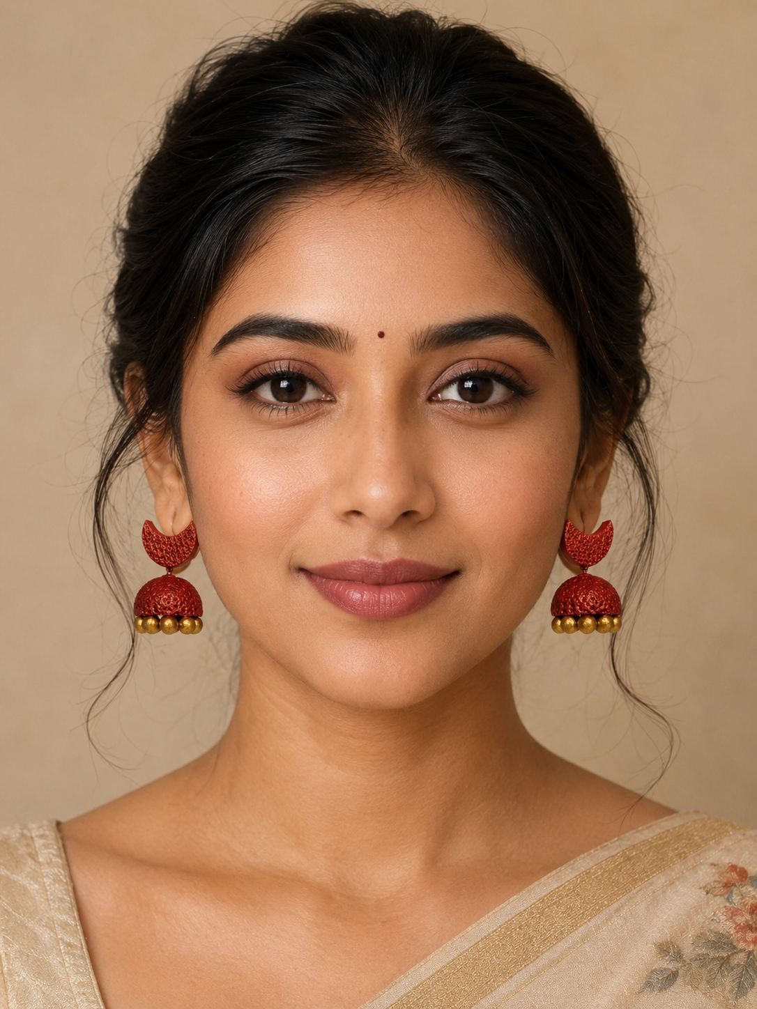 Ruby Crescent Jhumka Earrings