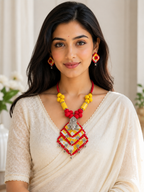Gulnaar Devi Fabric Yellow Statement Necklace Set