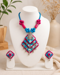 Gulnaar Devi Fabric Blue Statement Necklace Set