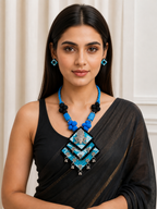 Gulnaar Devi Fabric Blue Statement Necklace Set