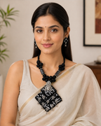 Gulnaar Devi Fabric Black Statement Necklace Set