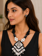 Gulnaar Devi Fabric Black Statement Necklace Set