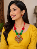 Floral Boho Fabric Necklace Set