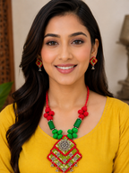 Floral Boho Fabric Necklace Set