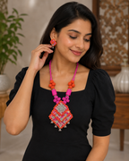 Floral Boho Fabric Necklace Set