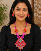 Floral Boho Fabric Necklace Set