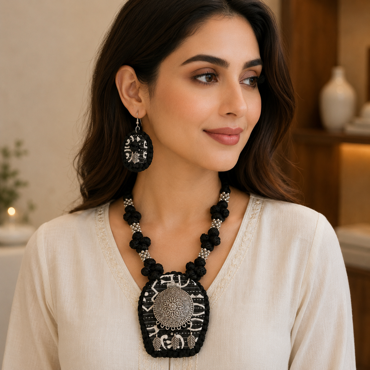 Nishaara Monochrome Necklace & Earrings Set