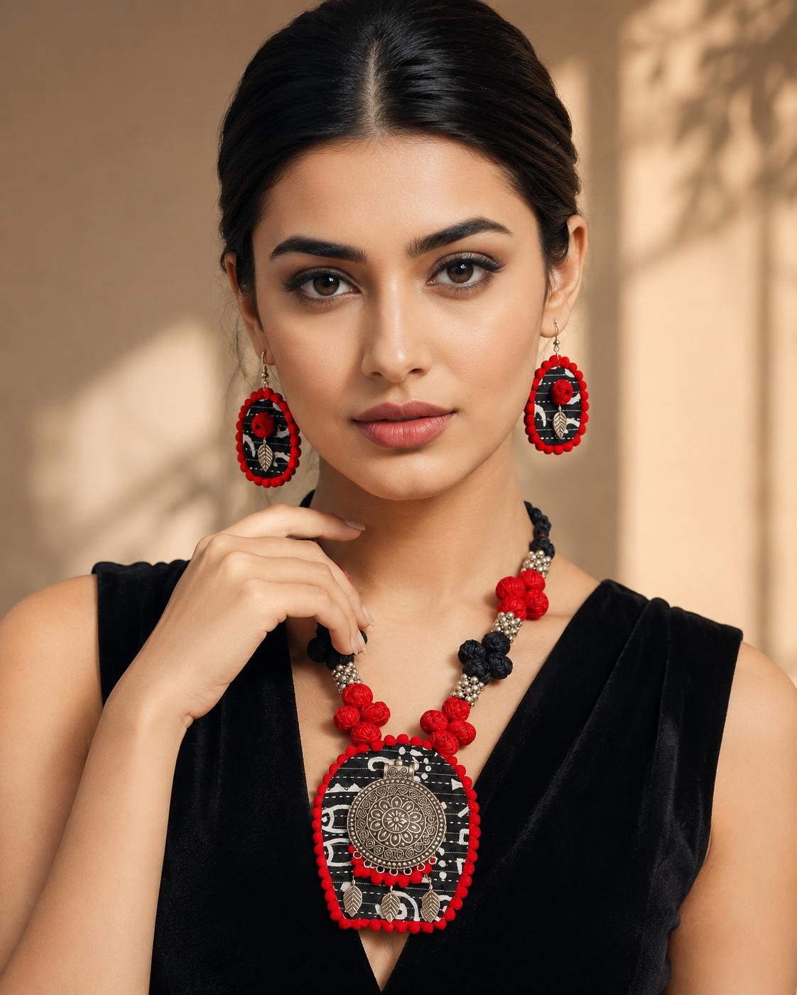 Nishaara Monochrome Necklace & Earrings Set