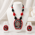 Rangmahika Fabric Necklace & Earrings Set