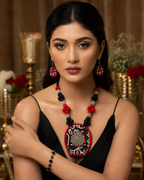 Rangmahika Fabric Necklace & Earrings Set