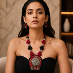 Rangmahika Fabric Necklace & Earrings Set