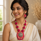 Rangmahika Fabric Necklace & Earrings Set