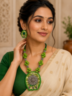 Rangmahika Fabric Necklace & Earrings Set