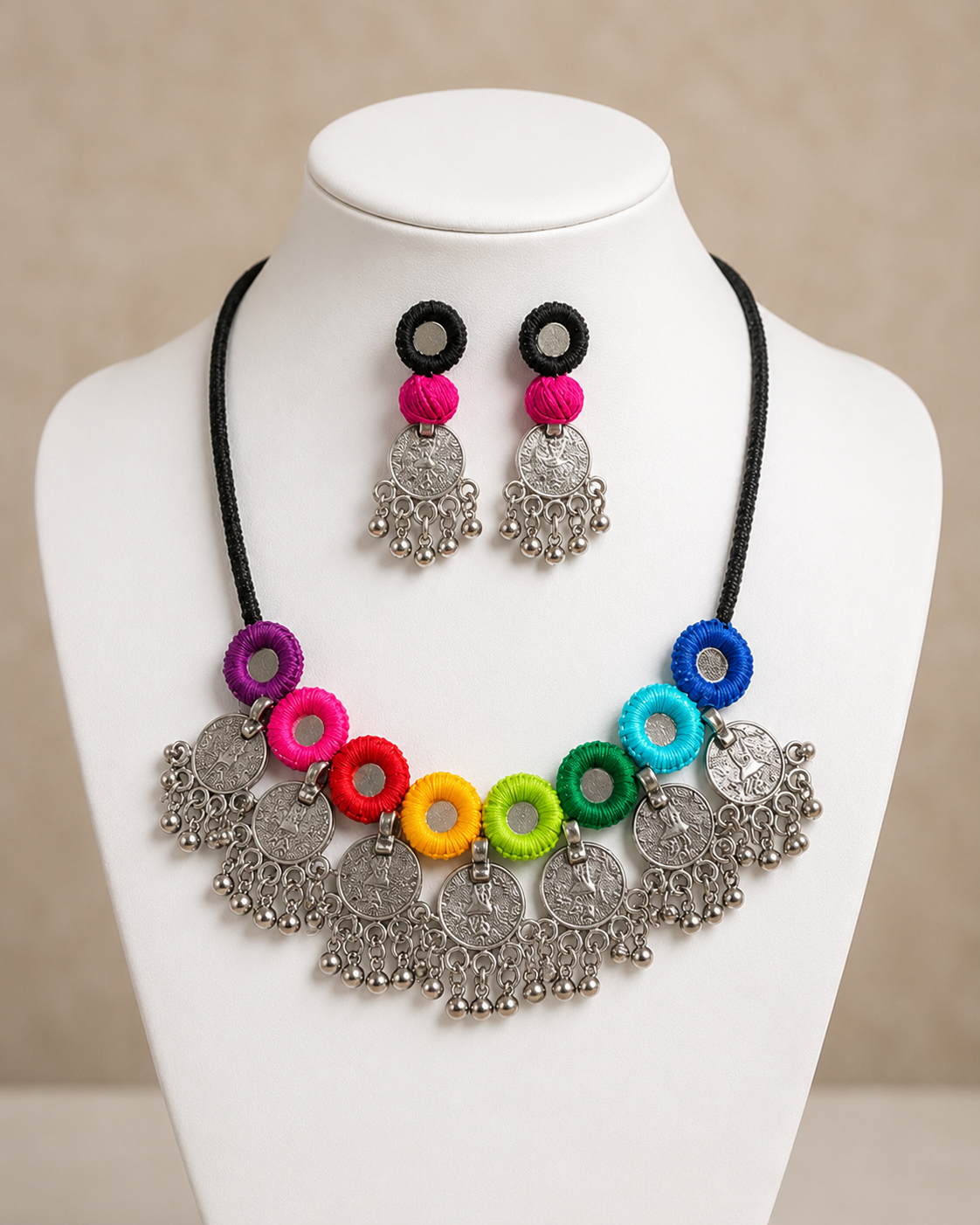 Navrang Coin Charm Necklace Set