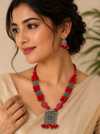 Zariya Square Pendant Necklace Set
