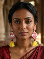 Red & Yellow Mandala Tassel Earrings