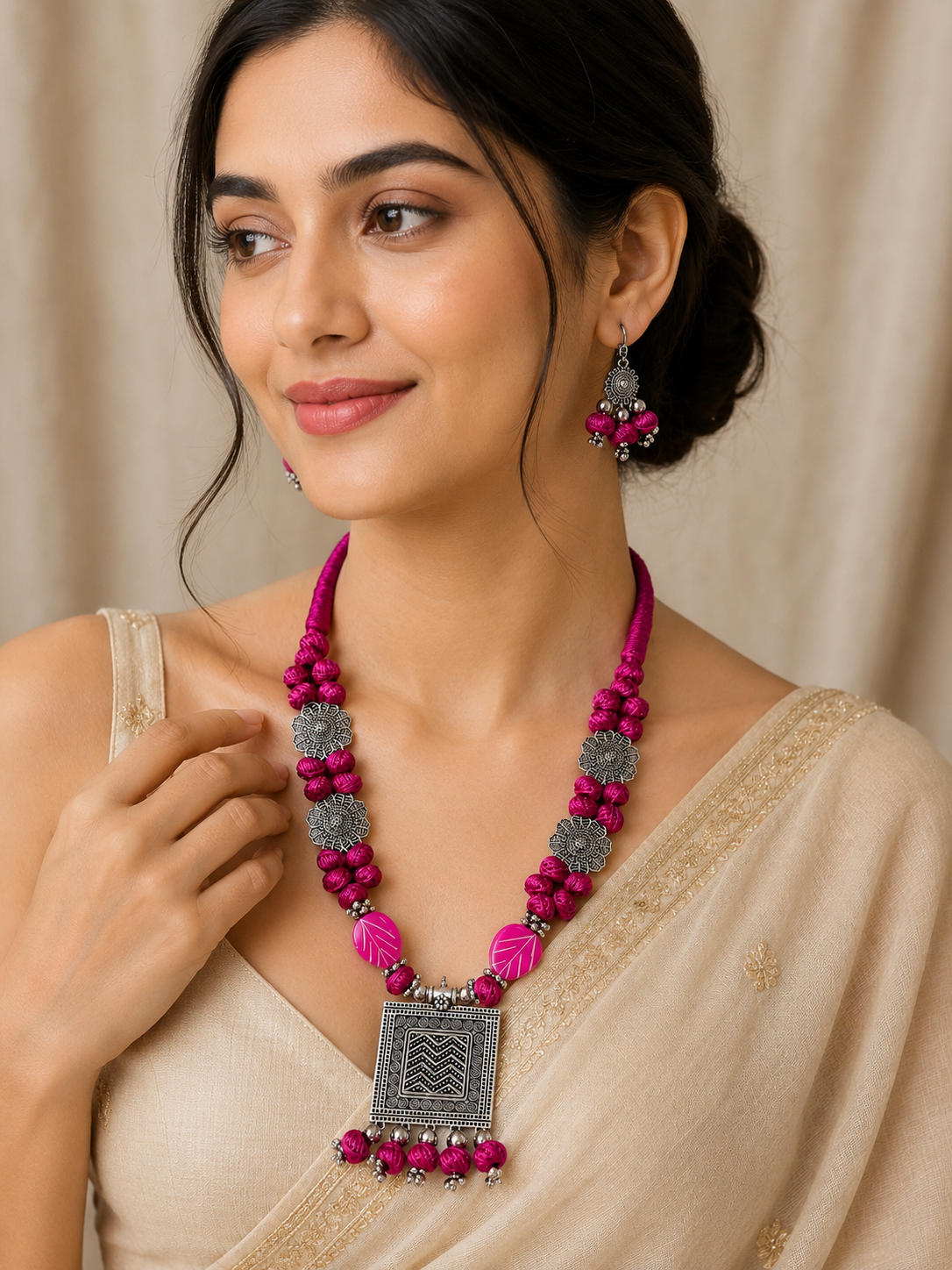 Zariya Square Pendant Necklace Set