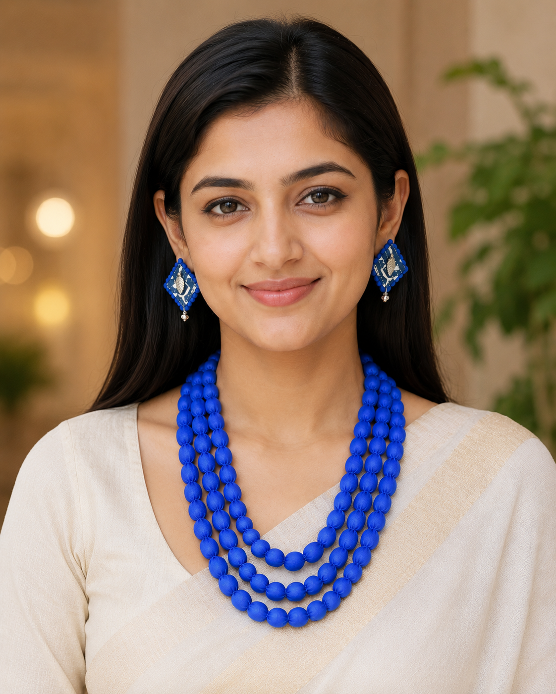 Fabric Bead Necklace Set
