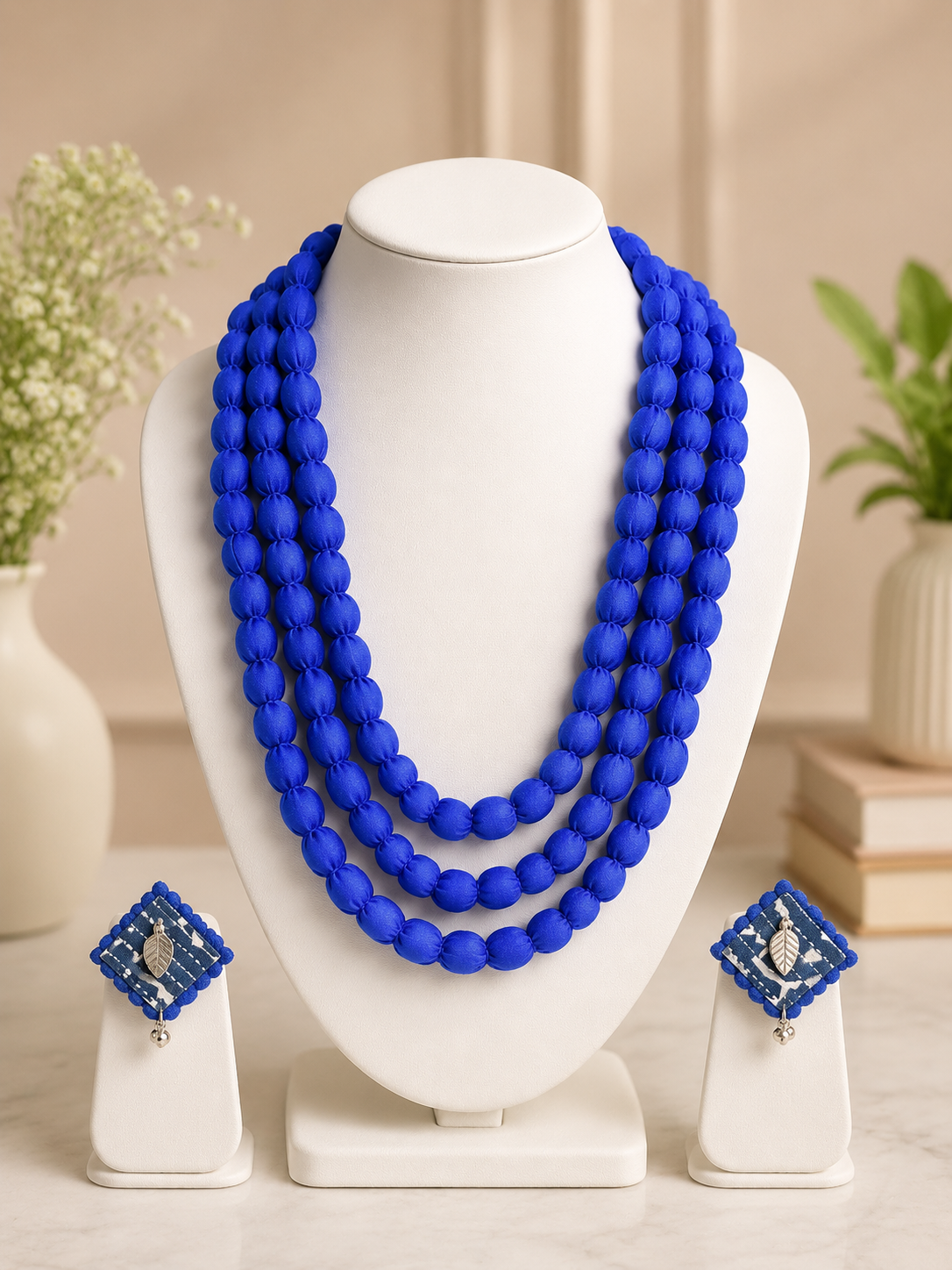 Fabric Bead Necklace Set
