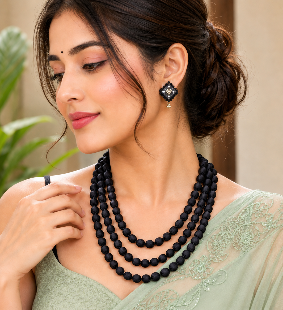 Fabric Bead Necklace Set
