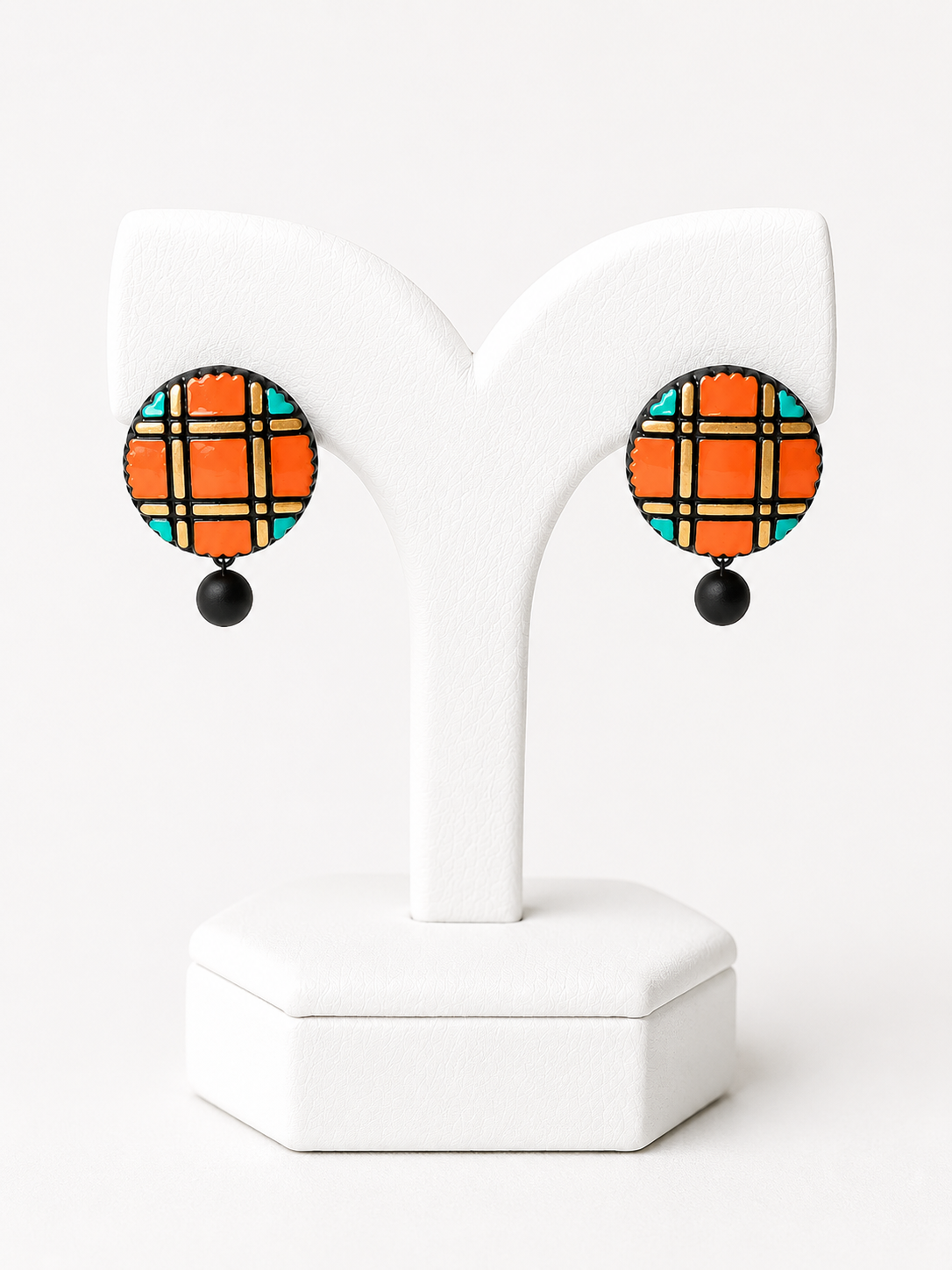 Grid Charm Handmade Earrings