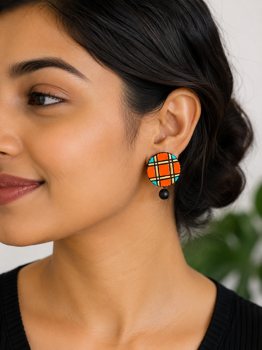 Grid Charm Handmade Earrings
