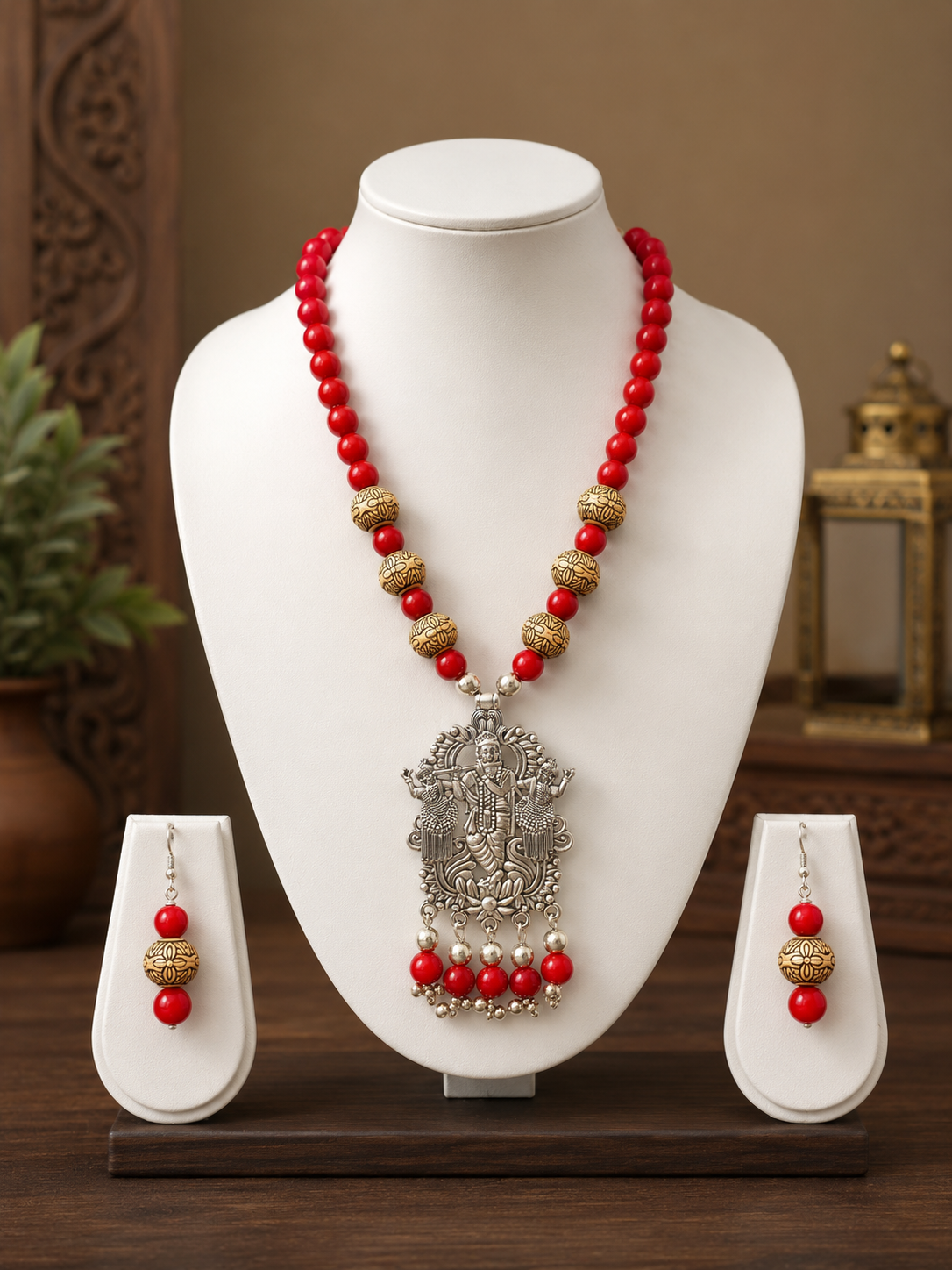 Krishna Oxidised Pendant Necklace Set