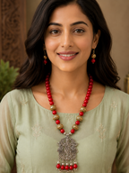 Krishna Oxidised Pendant Necklace Set