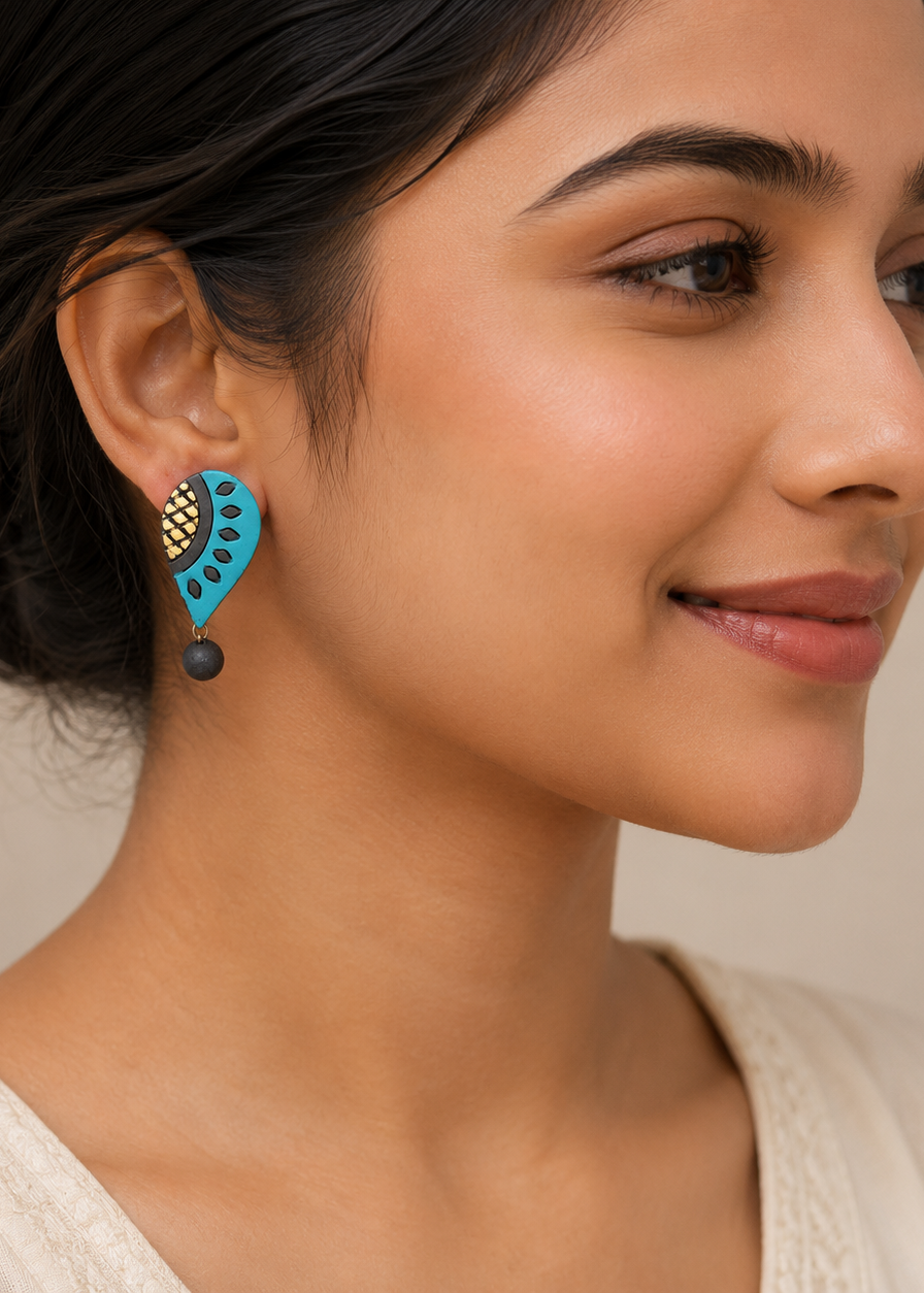 Azure Petal Artisan Drop Earrings